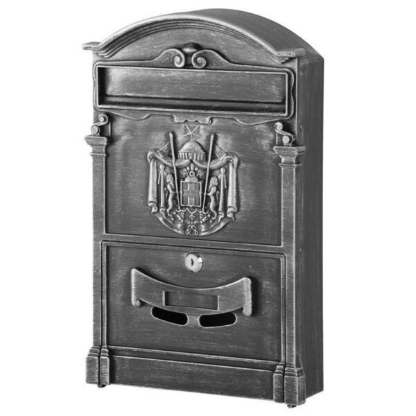 Cutie postala, aluminiu antic, 25.5x9x41 cm - imagine 1