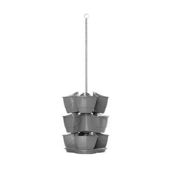 Suport de agatat ghivece, cu lant, gri, 88 cm - imagine 1