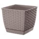 Ghiveci decorativ de flori, patrat 25x25x22 cm, imitatie ratan, cafeniu, Ratolla