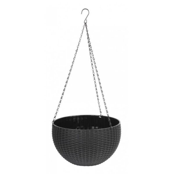 Ghiveci de flori suspendat, gri, 26x16 cm - imagine 1