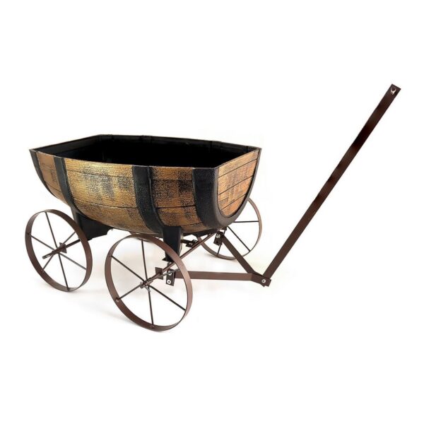 Vas de flori tip butoi, cu carucior, 41.5x29x19 cm, Strend Pro - imagine 1