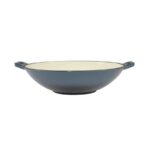 Vas de fonta tip Wok, emailat, albastru, 35.5x11 cm, Perfect Home 