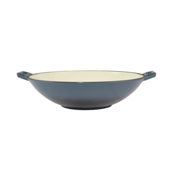 Vas de fonta tip Wok, emailat, albastru, 35.5x11 cm, Perfect Home  - imagine 1