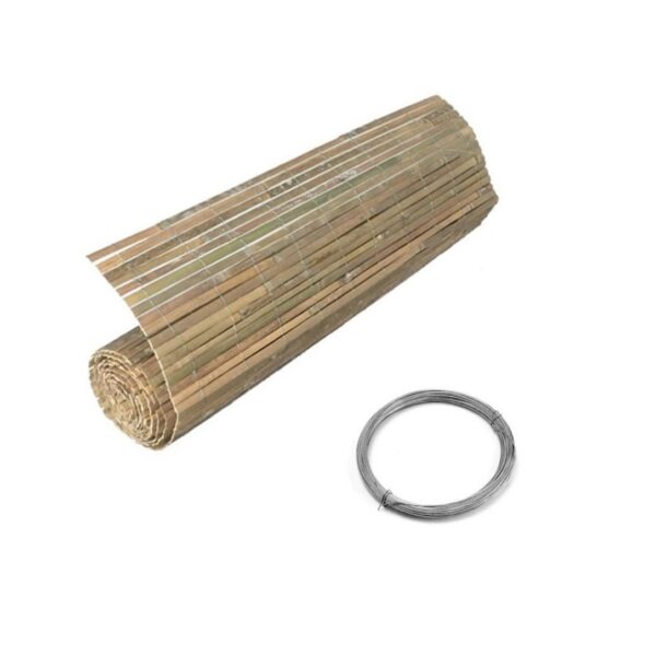 Gard/paravan din bambus natural, 5x1.5 m, sarma zincata - imagine 1