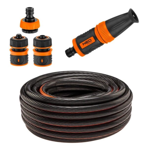 11761191_big.jpg Furtun de gradina, antirasucire, 6 straturi, cuple, adaptor, duza, 1/2", 20 m, NEO - imagine 1