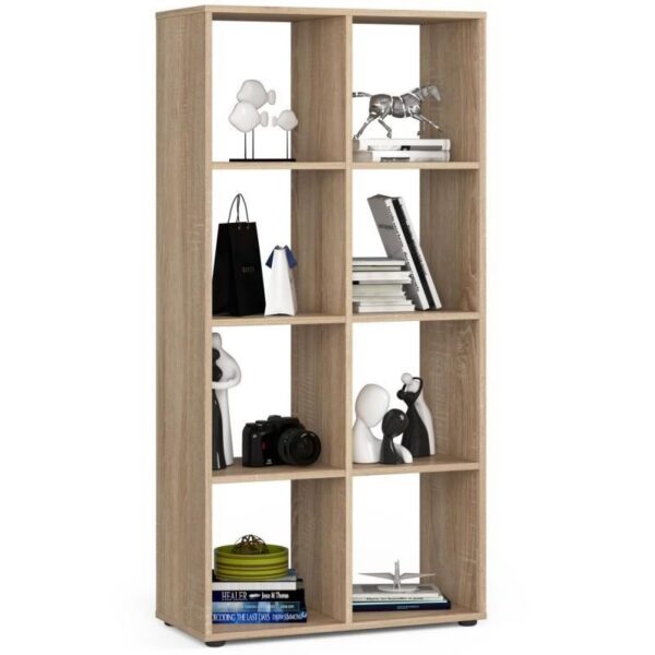 Biblioteca, placa laminata, 8 rafturi, stejar, 70.5x33x144 cm, Quad - imagine 1