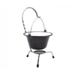 Set pentru servire ceaun, emailat, negru, 0.8 L, suport cromat 