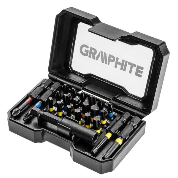 Varfuri, biti, de impact, cu adaptor magnetic, set 23 buc, 25-50 mm, Graphite - imagine 1