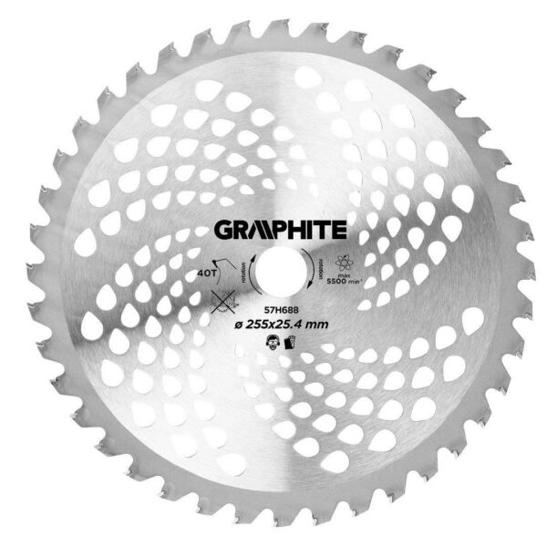 Disc circular vidia pentru motocoasa/trimmer, 255x25.4 mm, 40 dinti, Graphite - imagine 1