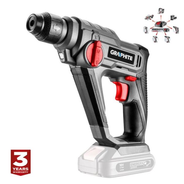 Rotopercutor, SDS Plus, 18V Li-ion (acumulator neinclus), 0.8 J, Graphite Energy - imagine 1