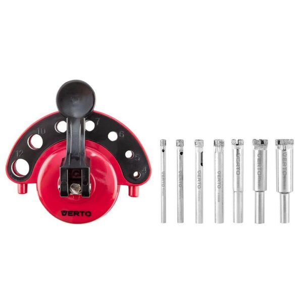 Ghidaj cu ventuza, cu 7 carote diamantate, 4-12 mm, Verto - imagine 1