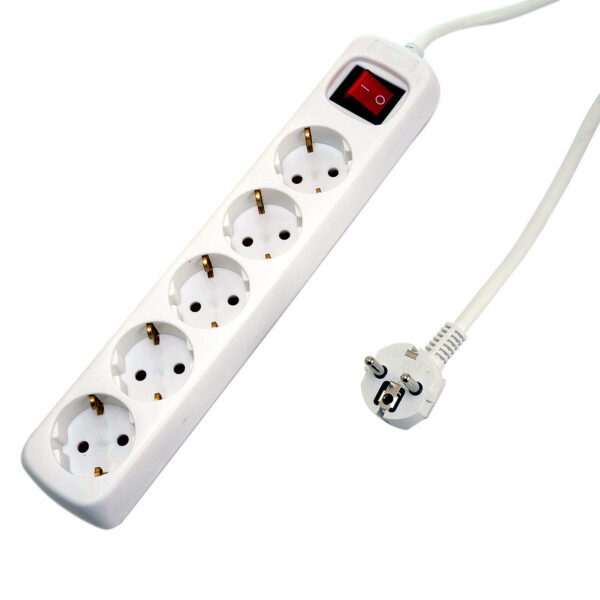 Prelungitor electric cu intrerupator, impamantare si protectie copii, 5 prize, cablu 5m - imagine 1