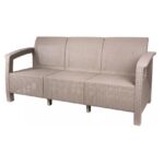 Canapea gradina/terasa, 3 locuri, cappuccino, ratan sintetic, 175x70x80 cm, Aruba