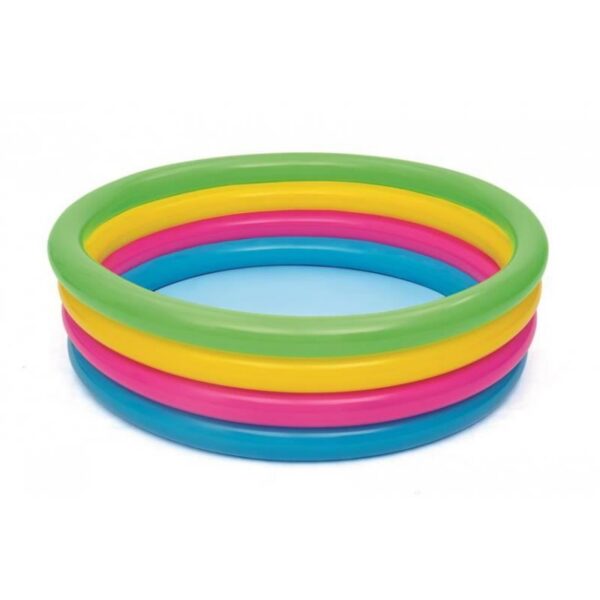 Piscina gonflabila pentru copii, rotunda, curcubeu, 157x46 cm, Bestway Rainbow - imagine 1