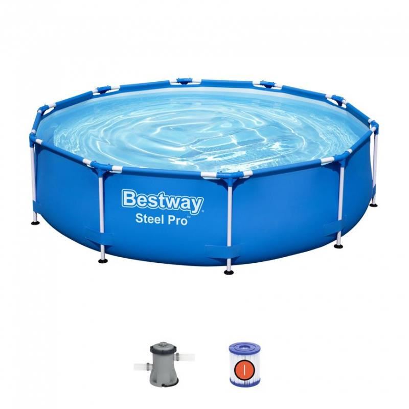 11763157_big.jpg Piscina structura metalica, rotunda, cu filtru, albastru, 305x76 cm, Bestway Steel Pro - imagine 1