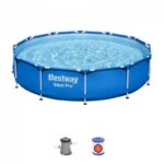 Piscina structura metalica, rotunda, cu filtru, albastru, 366x76 cm, Bestway Steel Pro
