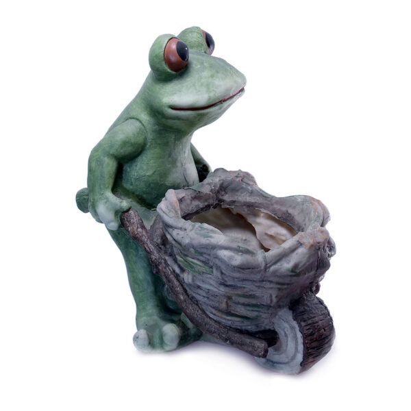 Decoratiune gradina, ceramica, broasca cu roaba, 31.5x20x34 cm - imagine 1
