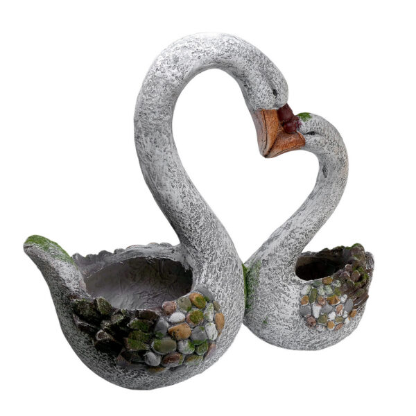 Decoratiune gradina, ceramica, lebede, 49x23x44.5 cm - imagine 1