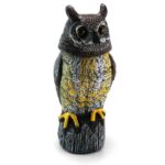 Decoratiune / sperietoare daunatori, solara, Bufnita cap rotativ si ochi luminosi, 43cm