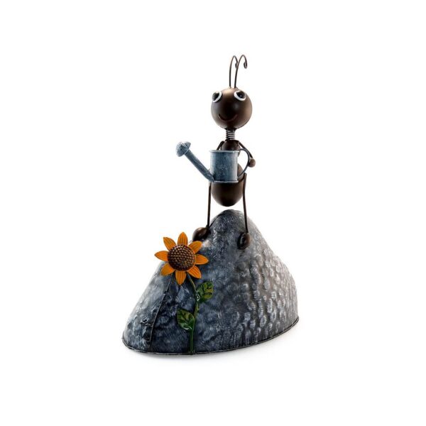 Decoratiune gradina, metalica, furnica pe piatra, 24x15x35 cm - imagine 1