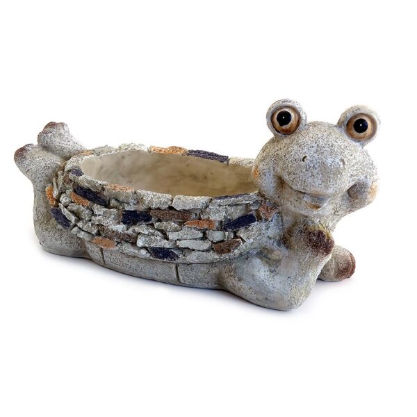 Decoratiune gradina, ceramica, broasca cu ghiveci, 35x16x17 cm - imagine 1