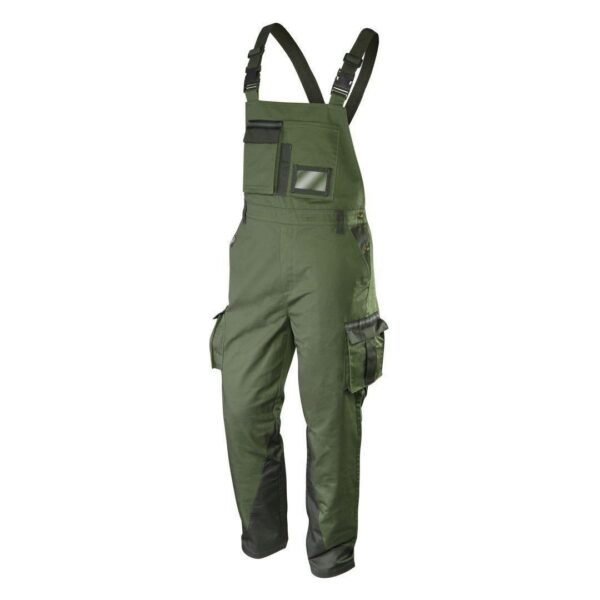 Pantaloni de lucru cu pieptar, salopeta, model Camo, maslin, marimea L/52, NEO - imagine 1