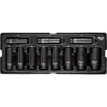 Set capete tubulare de impact lungi, sertar TIP A (385x150 mm) pentru dulap mobil, 13-27 mm, 1/2", 11 buc, Richmann exclusive