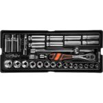 Set capete tubulare cu cheie, sertar TIP A (385x150 mm) pentru dulap mobil, 3/8", 8-24 mm, 33 elemente, RICHMANN EXCLUSIVE
