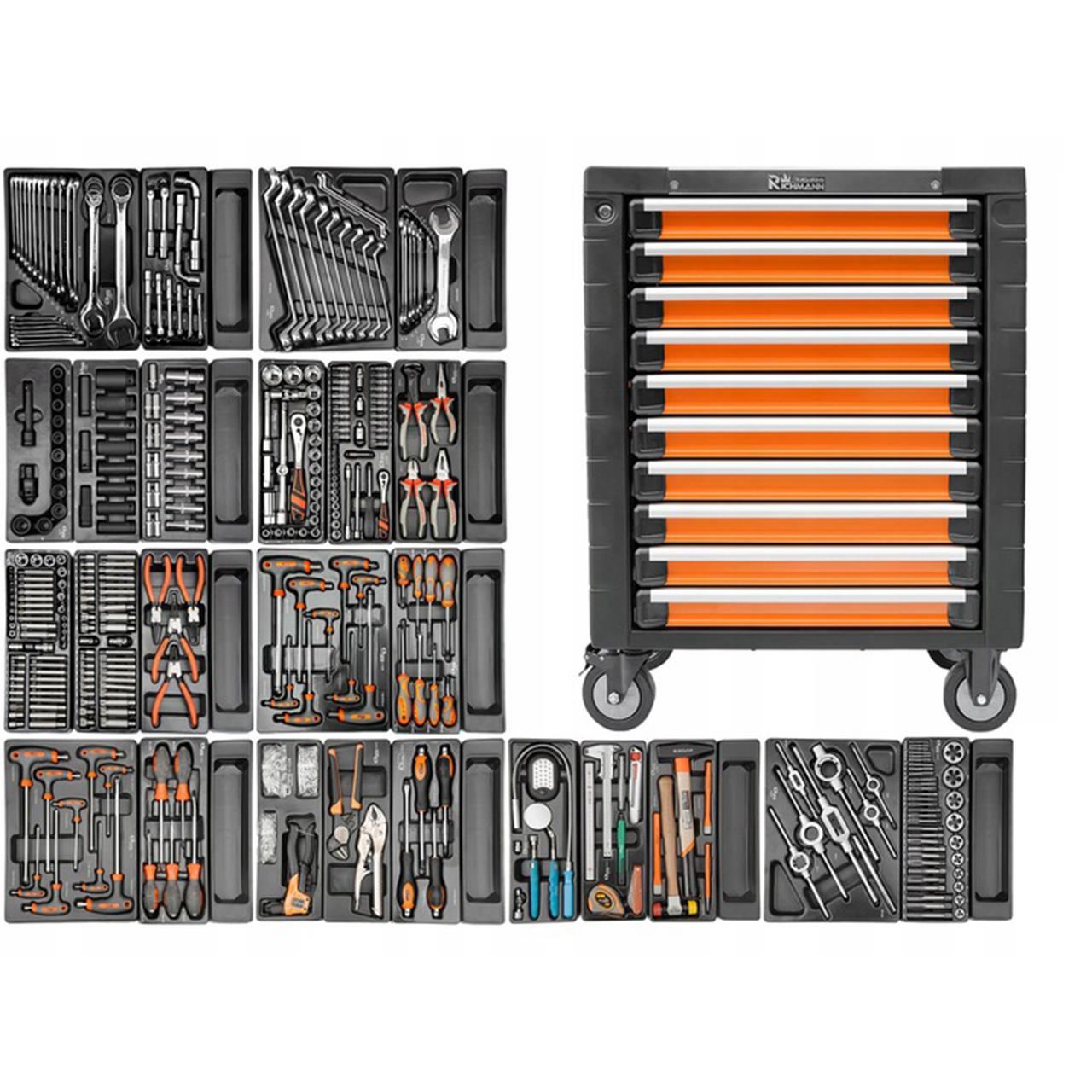 11764975_big.jpg Dulap mobil pentru unelte, 10 sertare, 725x927x465 mm, contine 25 seturi de unelte, 386 elemente, RICHMANN EXCLUSIVE - imagine 1