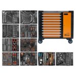 Dulap mobil pentru unelte, 10 sertare + spatiu lateral cu usa, 970x927x465 mm, contine 25 seturi de unelte, 386 elemente, RICHMANN EXCLUSIVE