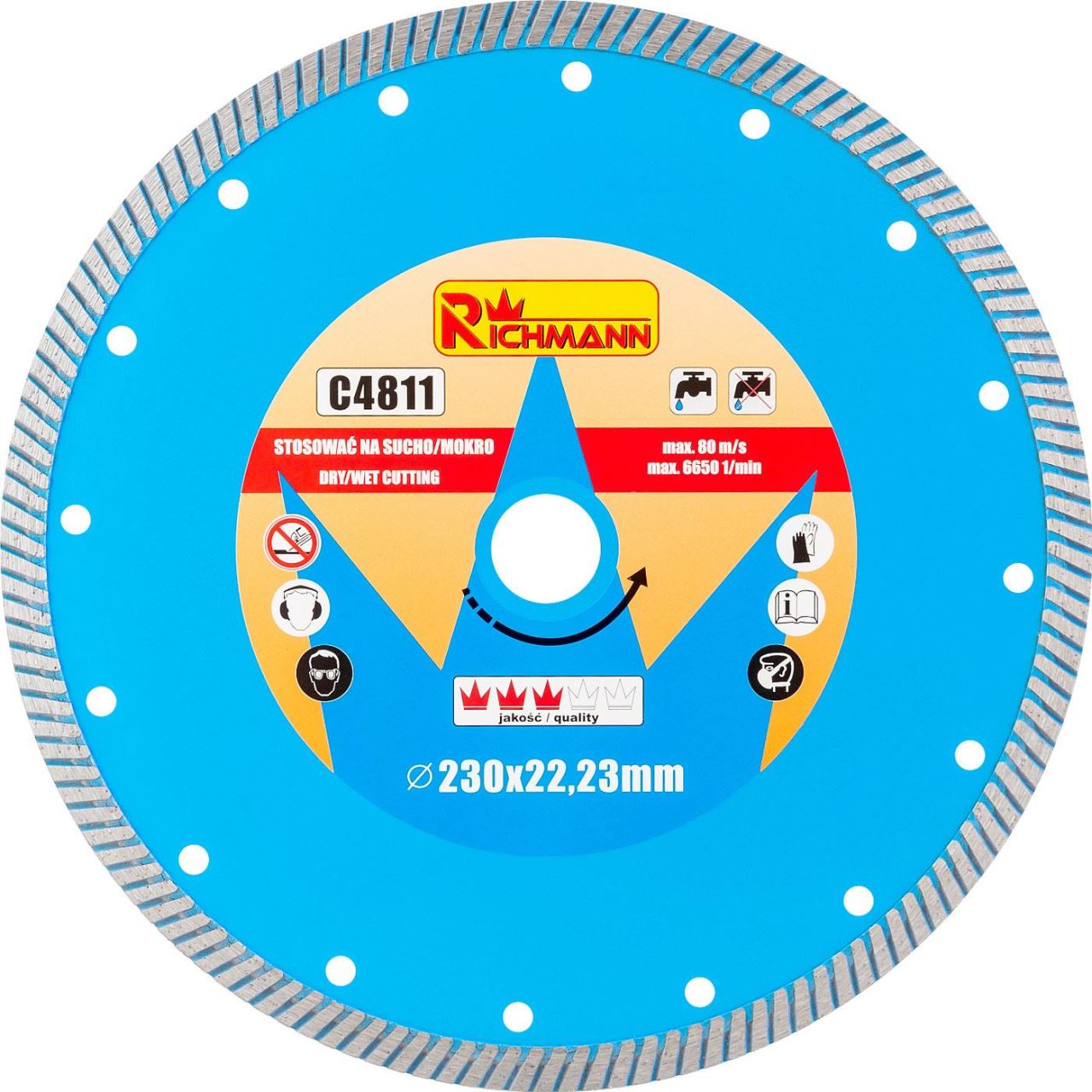11765359_big.jpg Disc diamantat turbo, beton, taiere umeda si uscata, 230 mm/22.23 mm, Richmann - imagine 1