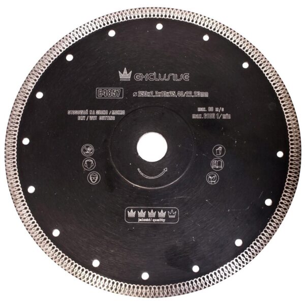 Disc diamantat turbo subtire, placi ceramice, taiere umeda si uscata, 250 mm/25.4 mm, Richmann Exclusive - imagine 1