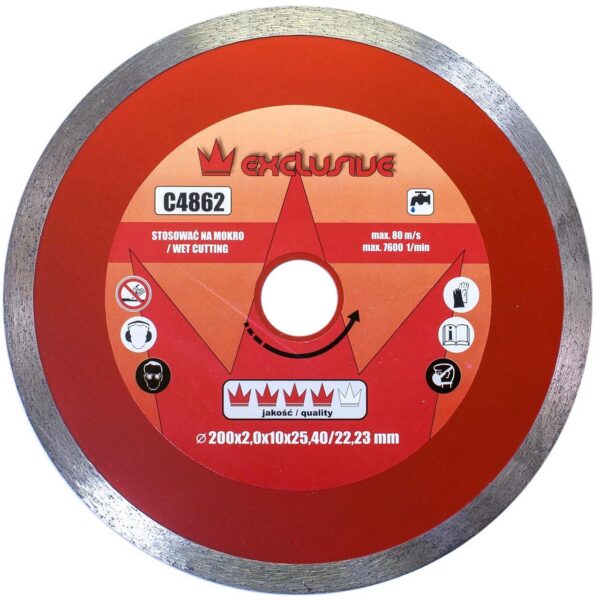 Disc diamantat, placi ceramice, taiere umeda, 200 mm/25.4 mm, Richmann Exclusive - imagine 1