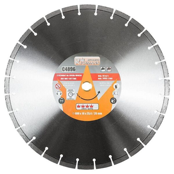 Disc diamantat, beton, taiere umeda si uscata, 400 mm/25.4 mm, Richmann Exclusive - imagine 1