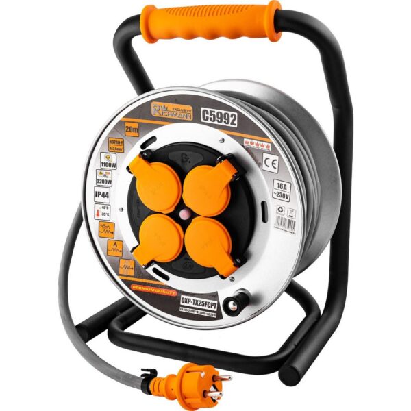 Prelungitor electric industrial, pe tambur, 3x2.5 mm², IP44, 20 m, Richmann Exclusive - imagine 1
