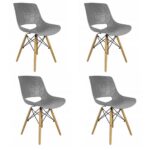 Set 4 scaune stil scandinav, PP, lemn, max 100 kg, gri,  45x55x78 cm, Lars