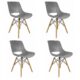 Set 4 scaune stil scandinav, PP, lemn, max 100 kg, gri,  45x55x78 cm, Lars