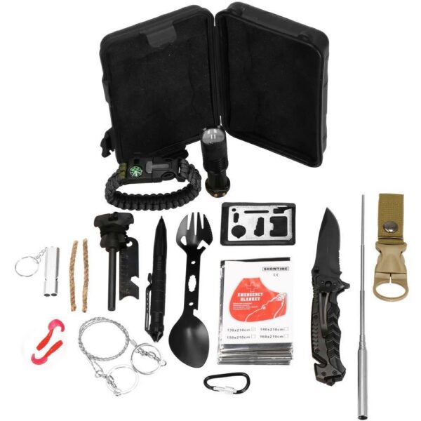 Kit turistic, supravietuire, multifunctional, cu trusa, set 21 piese, 20x11x5 cm, Springos - imagine 1