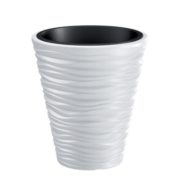 Ghiveci decorativ de flori, rotund, alb, 34.5x38.5 cm, Sand - imagine 1