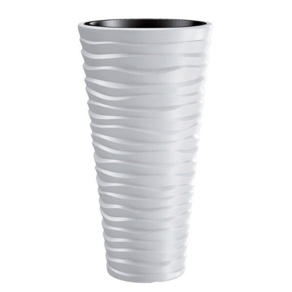 Ghiveci decorativ de flori, rotund, inalt, alb, 39x75 cm, Sand Slim - imagine 1