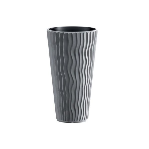 11767120_big.jpg Ghiveci decorativ de flori, rotund, inalt, gri, 29.7x53.1 cm, Sandy - imagine 1