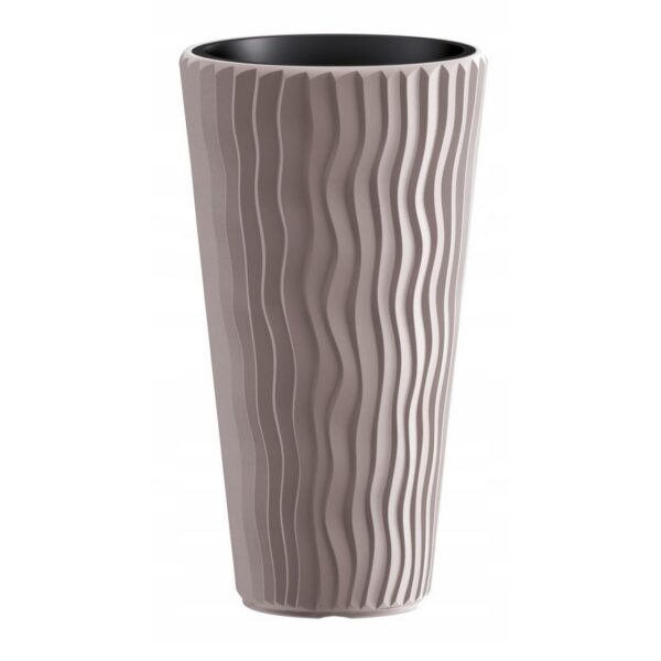 11767121_big.jpg Ghiveci decorativ de flori, rotund, inalt, cafeniu, 29.7x53.1 cm, Sandy - imagine 1