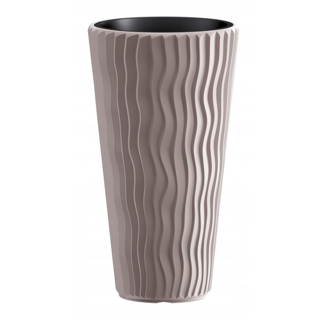 11767121_big.jpg Ghiveci decorativ de flori, rotund, inalt, cafeniu, 29.7x53.1 cm, Sandy - imagine 1