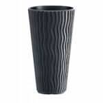 Ghiveci decorativ de flori, rotund, inalt, antracit, 29.7x53.1 cm, Sandy