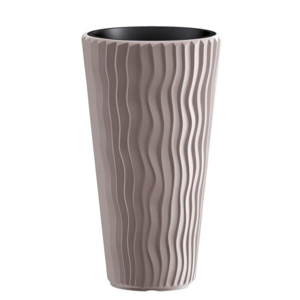 Ghiveci decorativ de flori, rotund, inalt, cafeniu, 18/45 L, 39x70.8 cm, Sandy Slim  - imagine 1