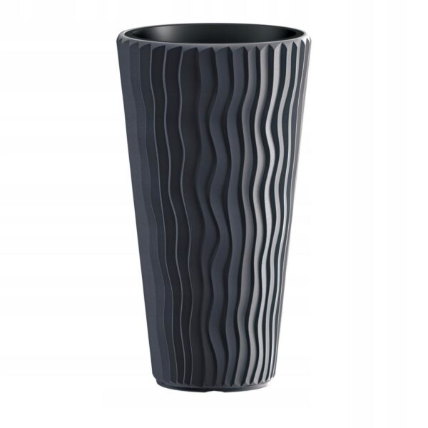 Ghiveci decorativ de flori, rotund, inalt, antracit, 18/45 L, 39x70.8 cm, Sandy Slim - imagine 1