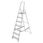 Scara aluminiu, 6 trepte, platforma, max 125 kg, 2.15 m, Drabest