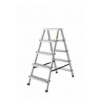 Scara aluminiu, 2 tronsoane, 4 trepte, platforma, max 125 kg, 1.13 m, Drabest