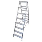 Scara aluminiu, 2 tronsoane, 7 trepte, platforma, max 125 kg, 1.82 m, Drabest