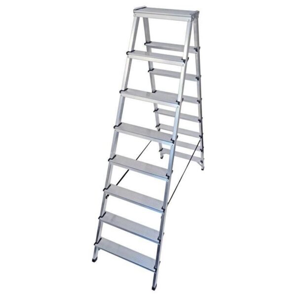 Scara aluminiu, 2 tronsoane, 7 trepte, platforma, max 125 kg, 1.82 m, Drabest - imagine 1